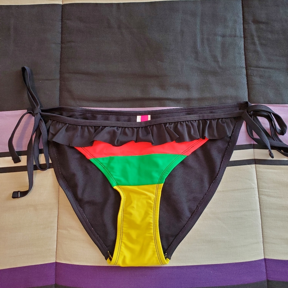 Black Multi Color Bikini Bottom